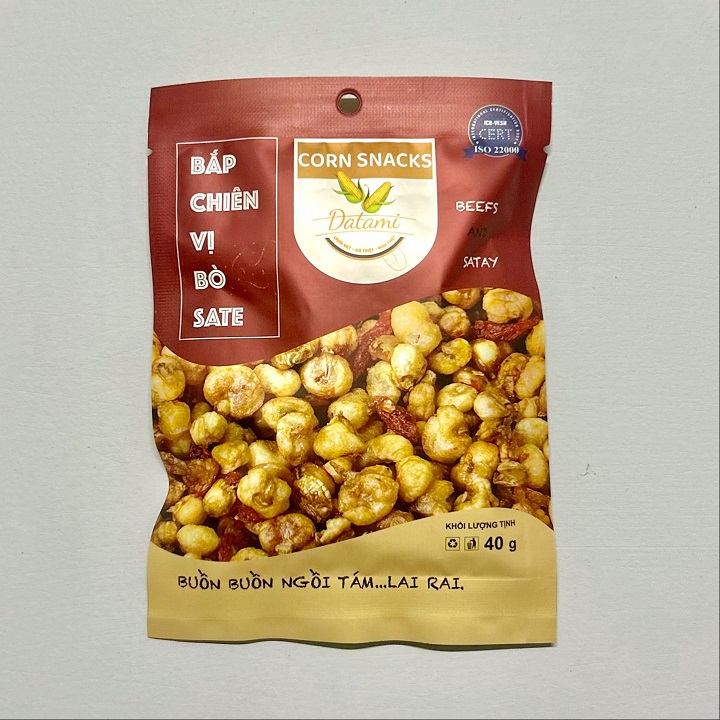 DATAMI - [COMBO 10 GÓI] BẮP CHIÊN VỊ KHÔ BÒ SA TẾ 40GR