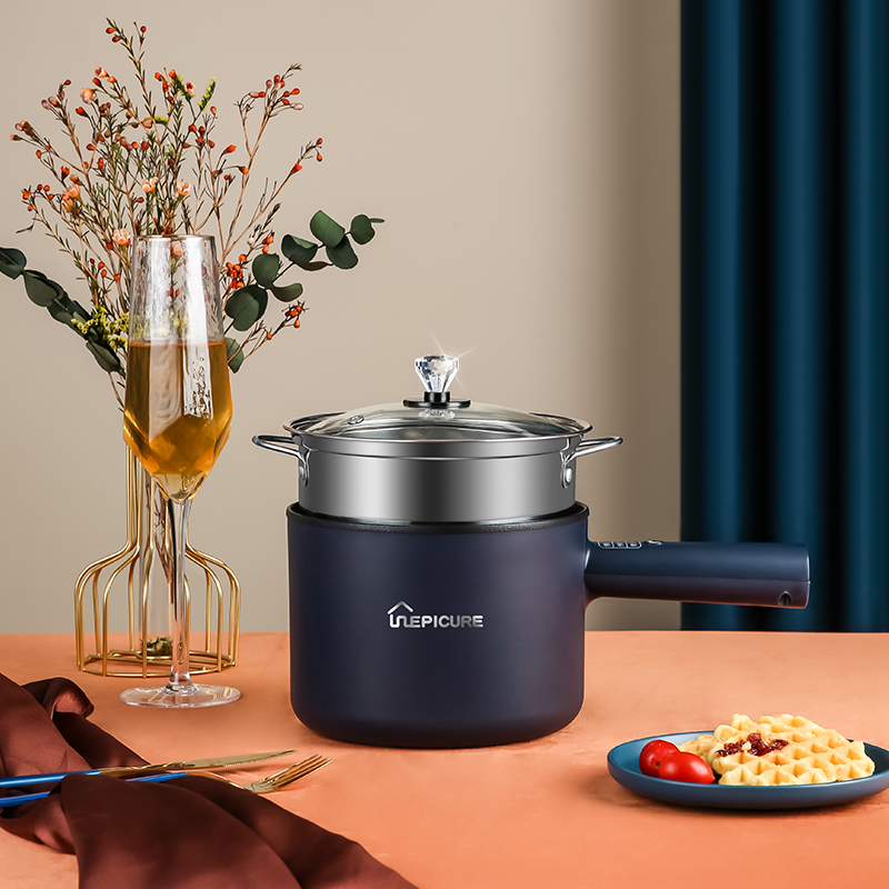 Nồi Lẩu Điện Mini Đa Năng 1.8lit Nấu Cơm , Xửng Hấp, Văn Phòng, Ký Túc Xá, Chảo Chiên Chống dính