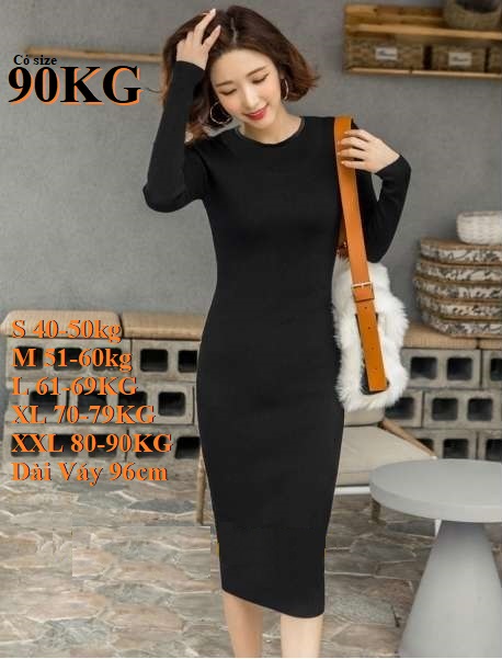 ĐẦM ÔM CỔ TRÒN LEN TĂM CÓ SIZE ĐẠI 90KG