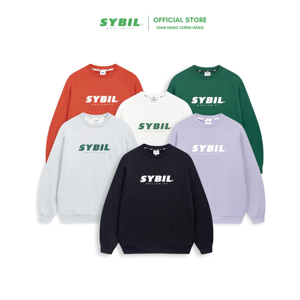 Sybiil first logo sweater - áo nỉ cổ tròn vải da cá cotton, form loose dáng rộng