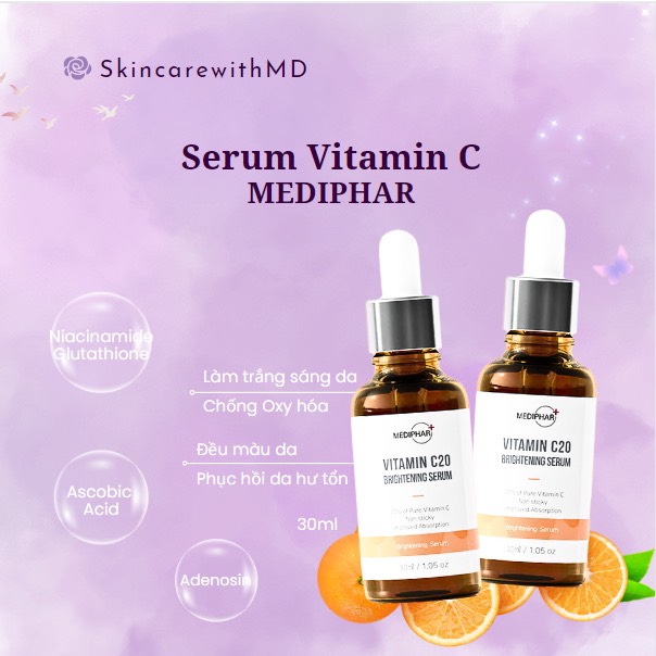 Serum vitamin C Mediphar trắng da, mờ thâm nám 30ml