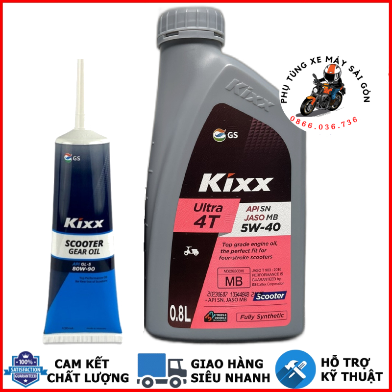 Nhớt xe ga Kixx Ultra Scooter 5W40 800ml và láp kixx - Nhập khẩu Hàn Quốc [Mua 5 tặng 1 phểu]