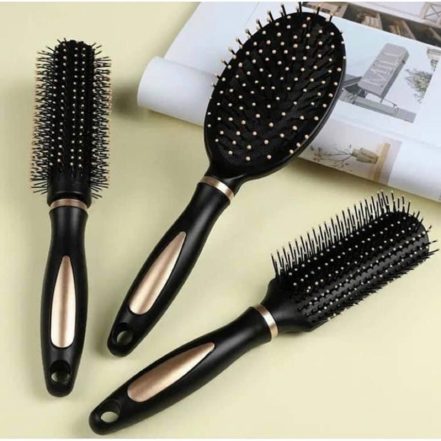 Set 3 lược chống rối tóc cao cấp đen