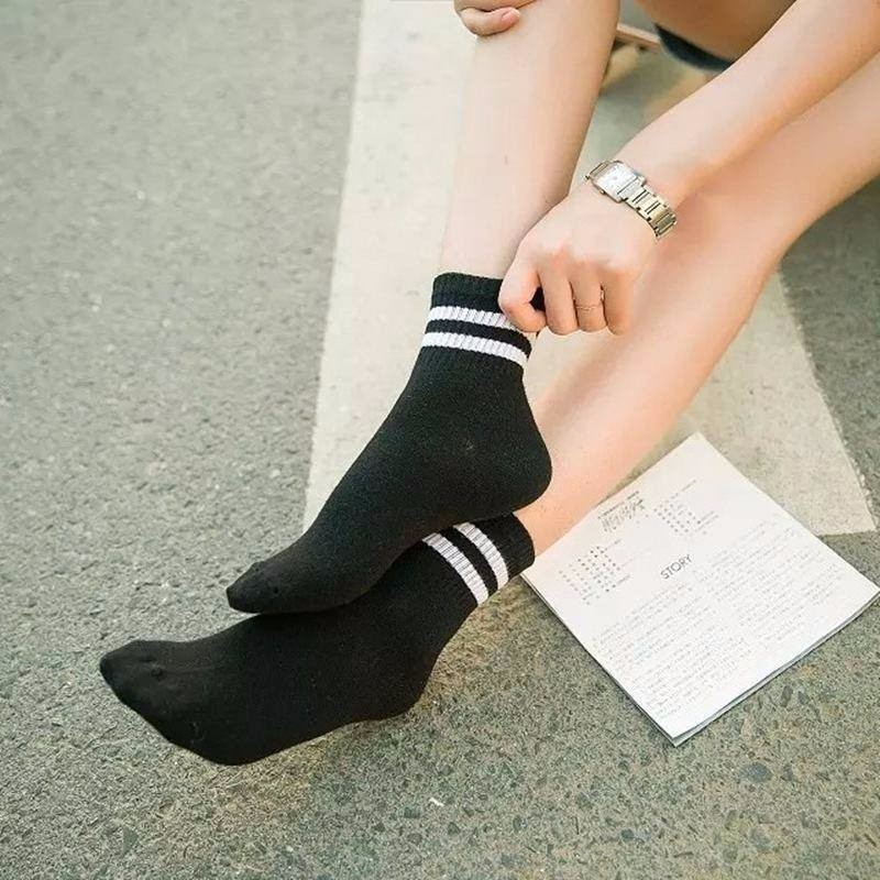 Tất vớ thể thao cotton kẻ sọc hàn quốc