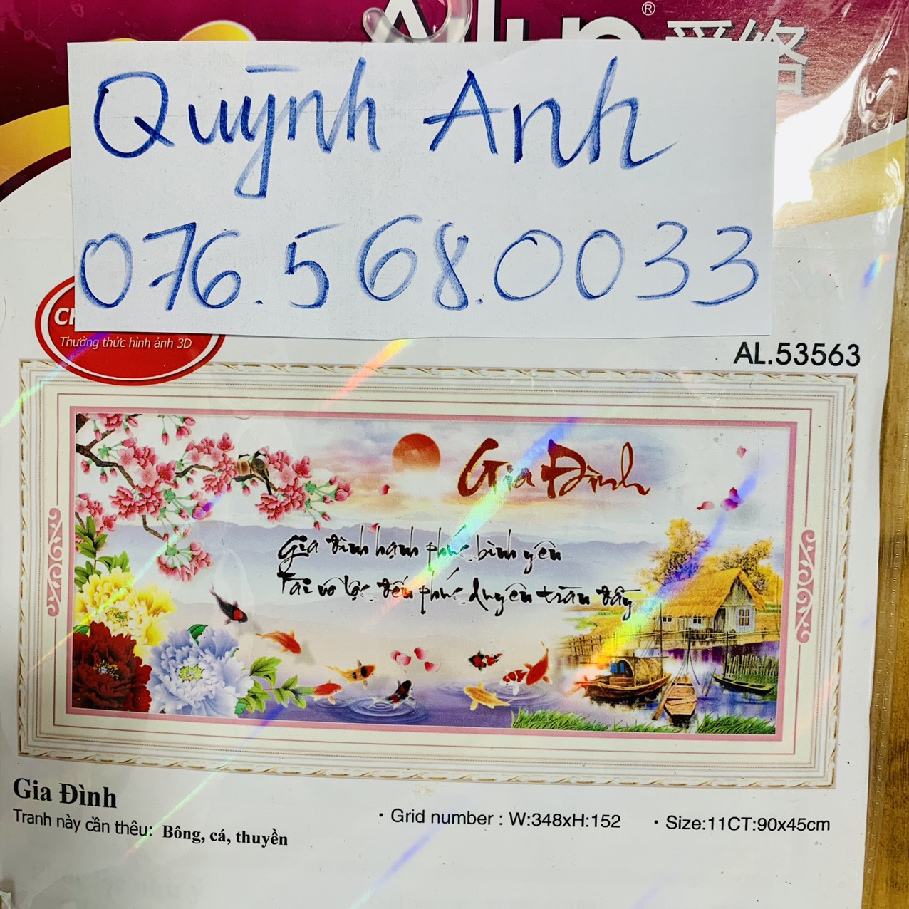 Tranh thêu chữ thập GIA ĐÌNH 53563 (88x43cm) chưa thêu