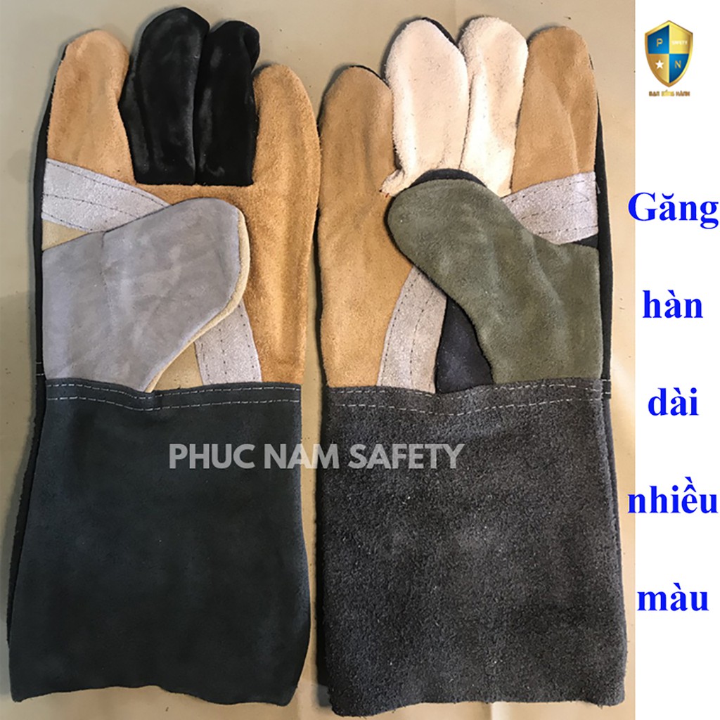 Găng tay da da hàn dài nhiều màu dài, găng tay da hàn, găng tay Tig