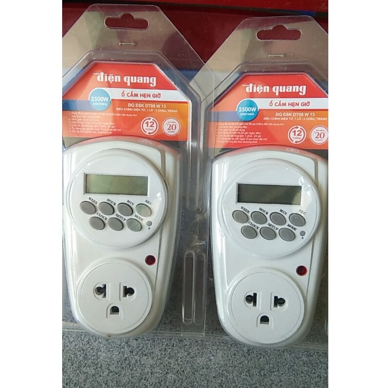 Ổ cấm hẹn giờ điện tử điện quang 2500w