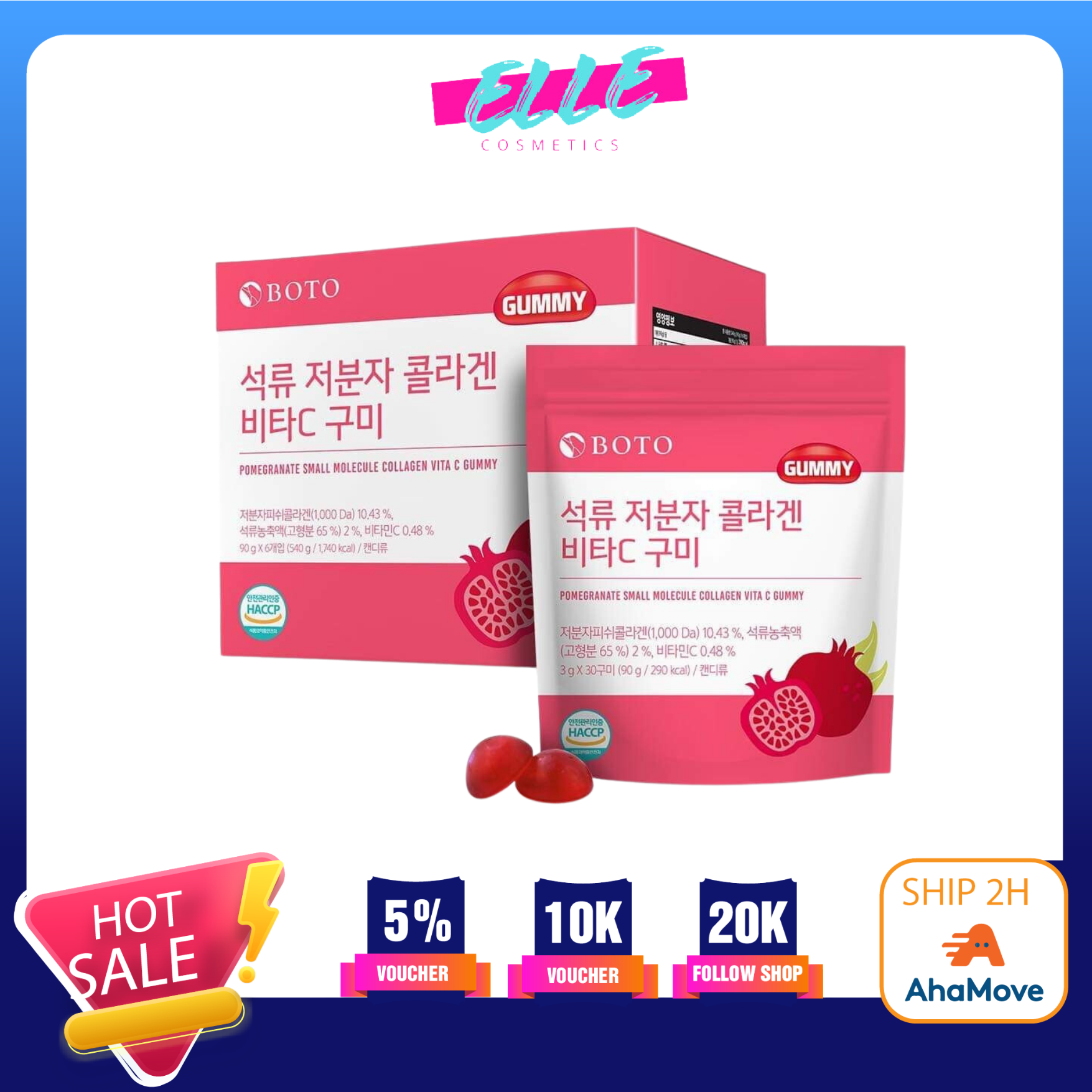 Kẹo dẻo collagen lựu Boto Gummy bổ sung Vitamin C