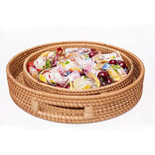 Khay decor dùng đựng chén bát tròn mây tre đan ( giá cực yêu thương )
