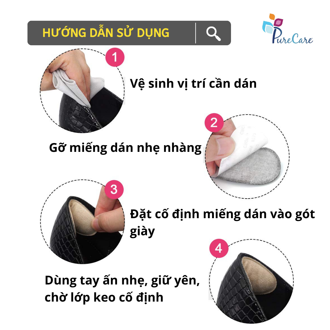 3 đôi Miếng Dán lót giày êm chân chống trầy trên gót chống phồng rộp chân chống nhấc gót mọi kiểu giày free size