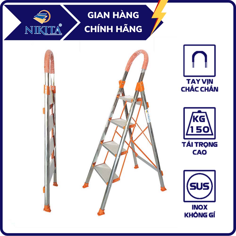 Thang ghế inox gia đình 4 bậc nikita nkt-in04 - hàng chính hãng
