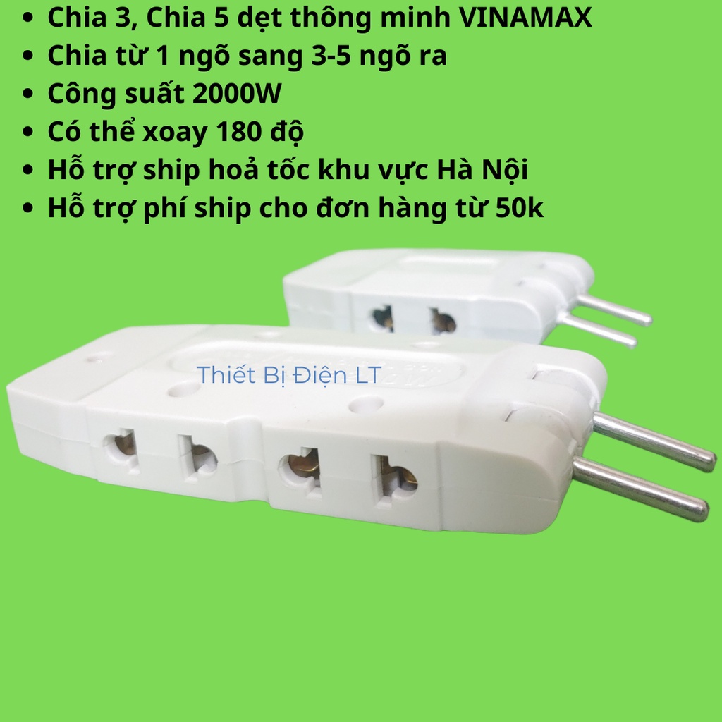 Ổ cắm điện chia dẹt thông minh vinamax 3-5 ngõ ra