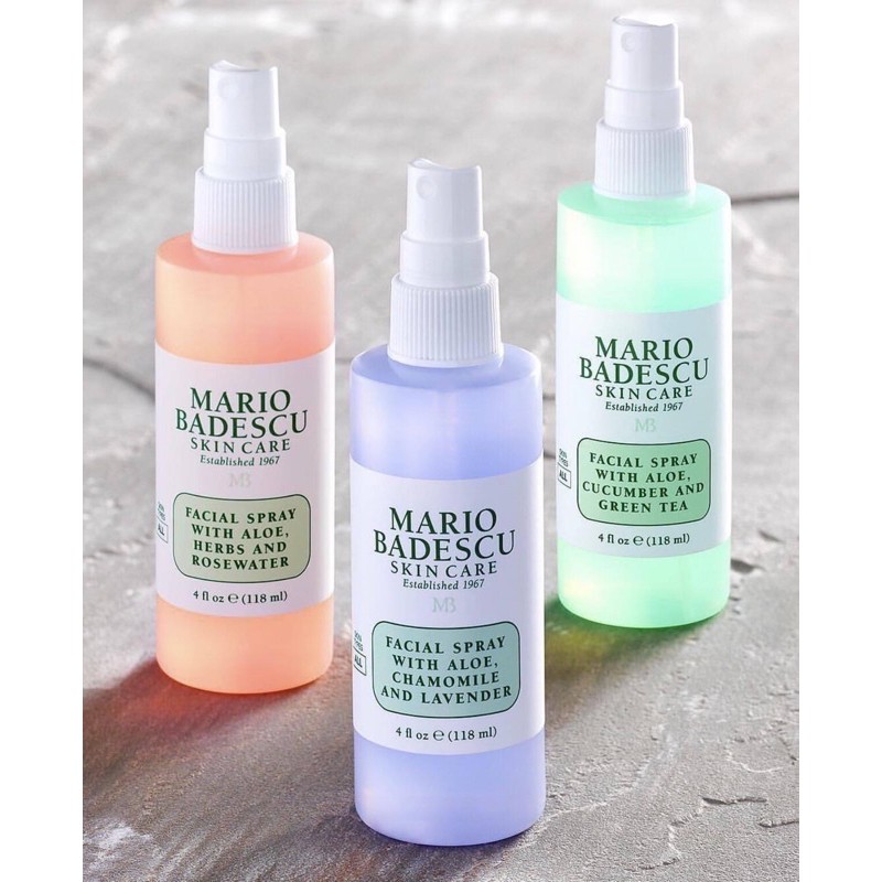 Toner Xịt khoáng Mario Badescu Facial Spray with Aloe Herbs and Rosewater