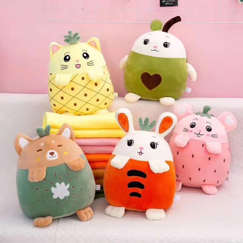 Bộ Chăn Kèm Gối Hoa Quả Hình Thú Cute Ghome68