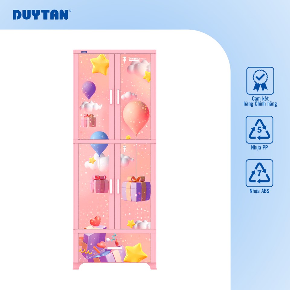 Tủ quần áo WING 4C-1 Ngăn, tủ nhựa Duy Tân, thiết kế 4 cửa cánh, 1 ngăn kéo, tủ treo quần áo, tủ quần áo trẻ em và gia đình
