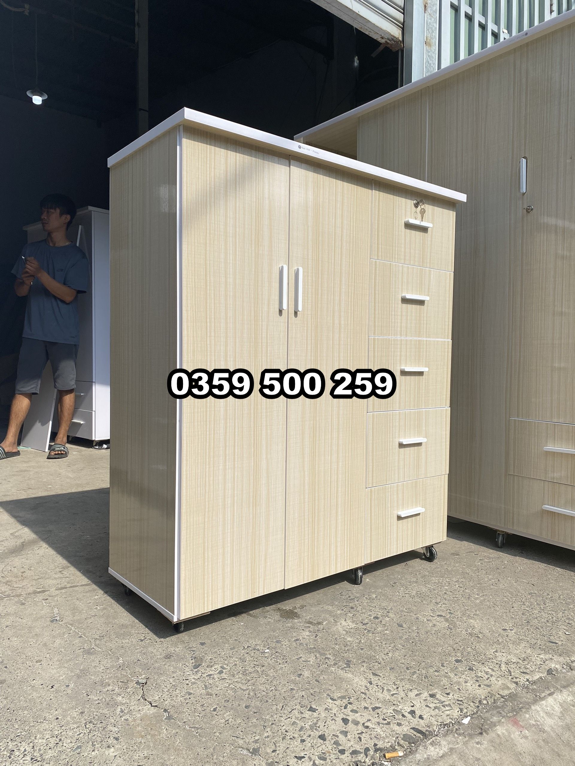 Tủ quần áo nhựa đài loan 2 cánh 5 ngăn màu giả gỗ