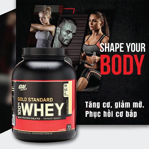 On gold standard 100% whey, 5 lbs - 2.27 kg - tăng cơ, giảm mỡ cho gym, yoga, fitness, thể thao