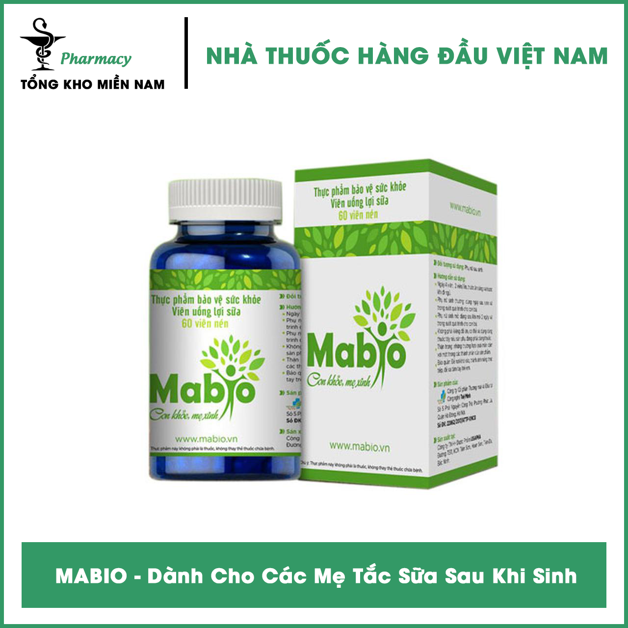 [HCM]Viên uống Lợi Sữa MABIO - Hộp 60 Viên - Dành Cho Các Mẹ Tắc Sữa Sau Khi Sinh