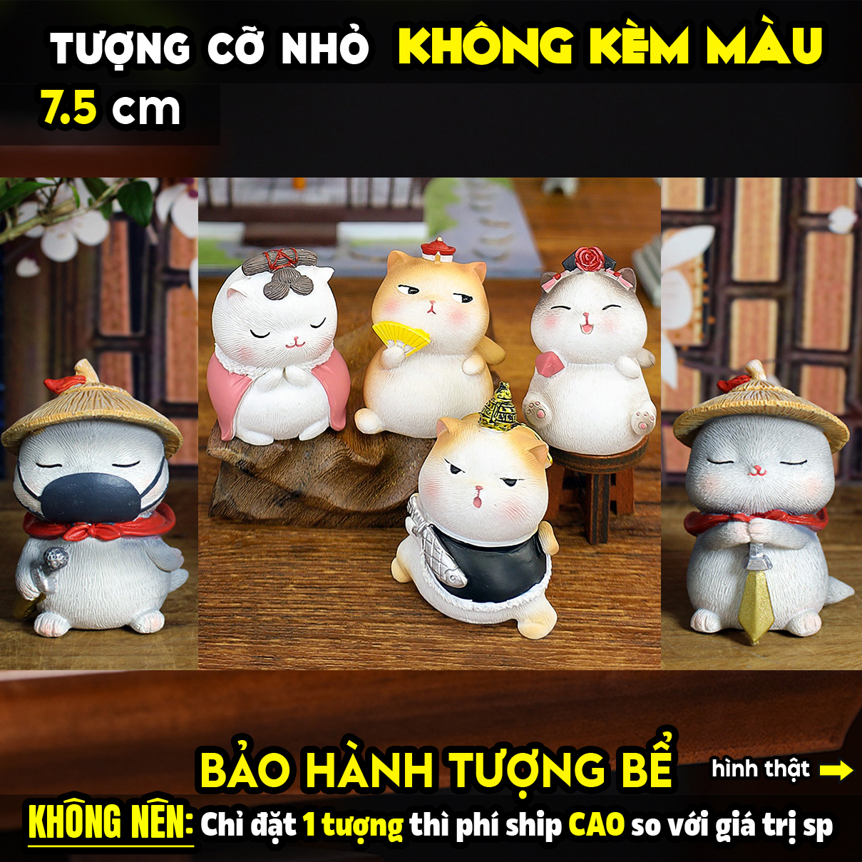 Tượng tô màu chọn mẫu, MÈO CUNG ĐÌNH, 6 MẪU, size S-M, tượng thạch cao (không kèm màu), tô tượng