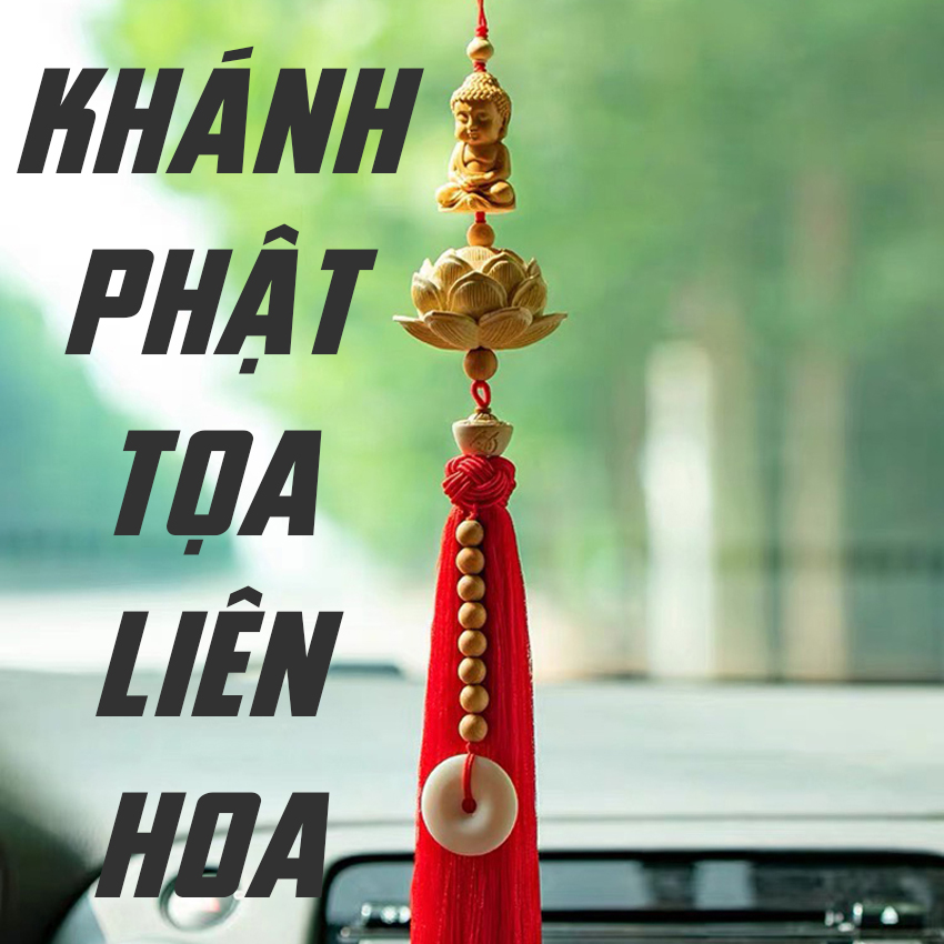 [HCM]Khánh Phật Trang Trí Xe Hơi Dây Treo Phật Sen Gỗ Hoàng Dương Trang Trí Ô Tô Khánh Sen Bình An May Mắn