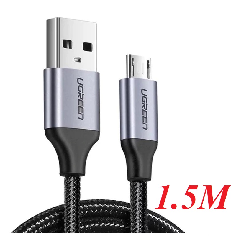 Ugreen 60147 1.5m màu đen cáp sạc truyền dữ liệu usb 2.0 sang micro usb vỏ dây bọc lưới us290