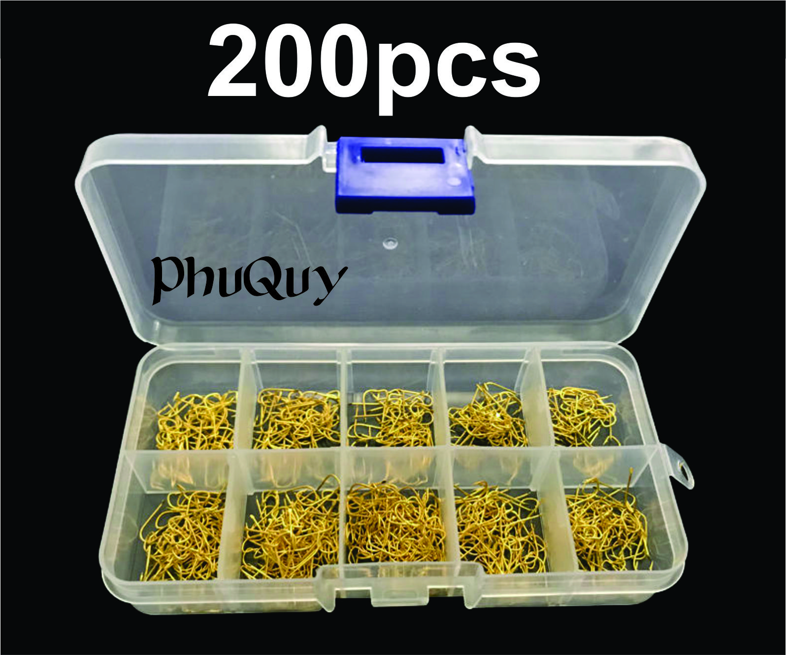 Hộp 200 Lưỡi Câu Cá Thép Mạ Vàng