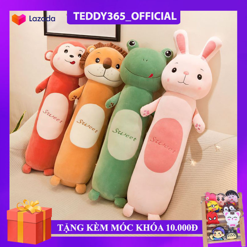 Gối ôm gấu bông hình thú sweet vải nhung mềm mịn cho bé size 50cm, 95cm