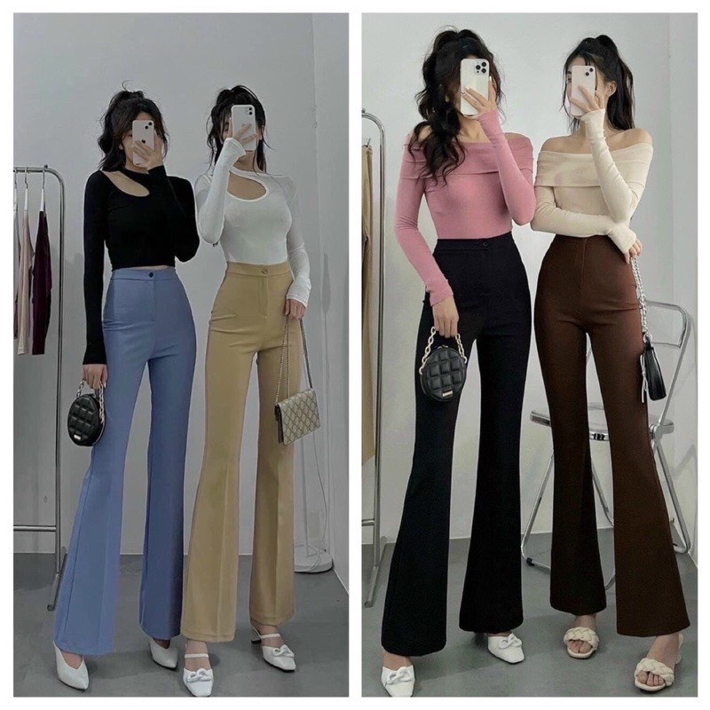Quần ống loe cạp cao legging dáng dài, Quần legging nữ ôm ống loe dáng dài-Mã 8004