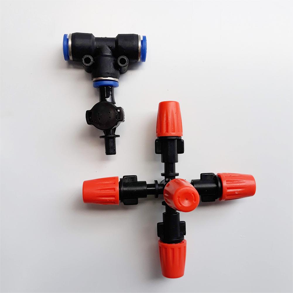 2 Béc phun sương 5 cửa kèm chân tê ống hơi 8mm / 10mm Bán kính phun:0.5-1m Lưu lượng: 40 - 50 l/h. Áp lực tưới:2-4 bar. Chất liệu nhựa:POM. Thời gian sử dụng:5 năm