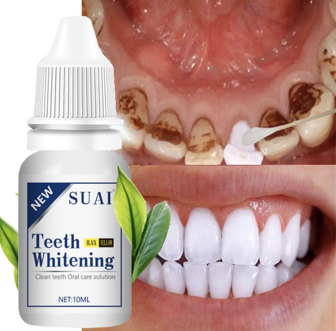 Dung dịch SUAI làm trắng sáng răng tương tác tốt cho răng. Nước súc miệng thảo dược ở Vùng Vân Nam loại bỏ vết ố vàng trên răng, vết ố đen do hút thuốc lá, làm sạch vôi răng và cao răng,đồng thời còn vệ sinh răng miệng thơm tho không còn mùi hôi của miệng