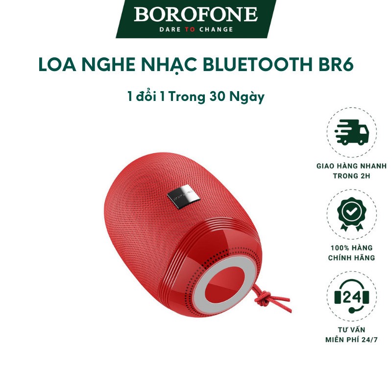 Loa nghe nhạc bluetooth không dây cầm tay BOROFONE BR6,bass mạnh nhỏ gọn giá rẻ cắm usb thẻ nhớ