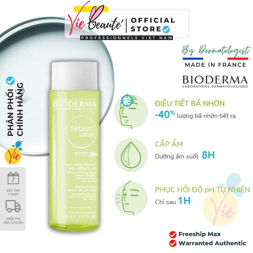 Toner Bioderma Sebium Lotion - Nước hoa hồng Bioderma Lotion cân bằng, dưỡng ẩm cho da 200ml