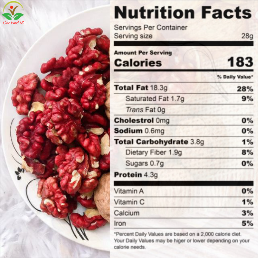 Quả óc chó đỏ nhập khẩu chuẩn mỹ onefood68, hạt dinh dưỡng cho bà bầu gấp 3 lần óc chó vàng