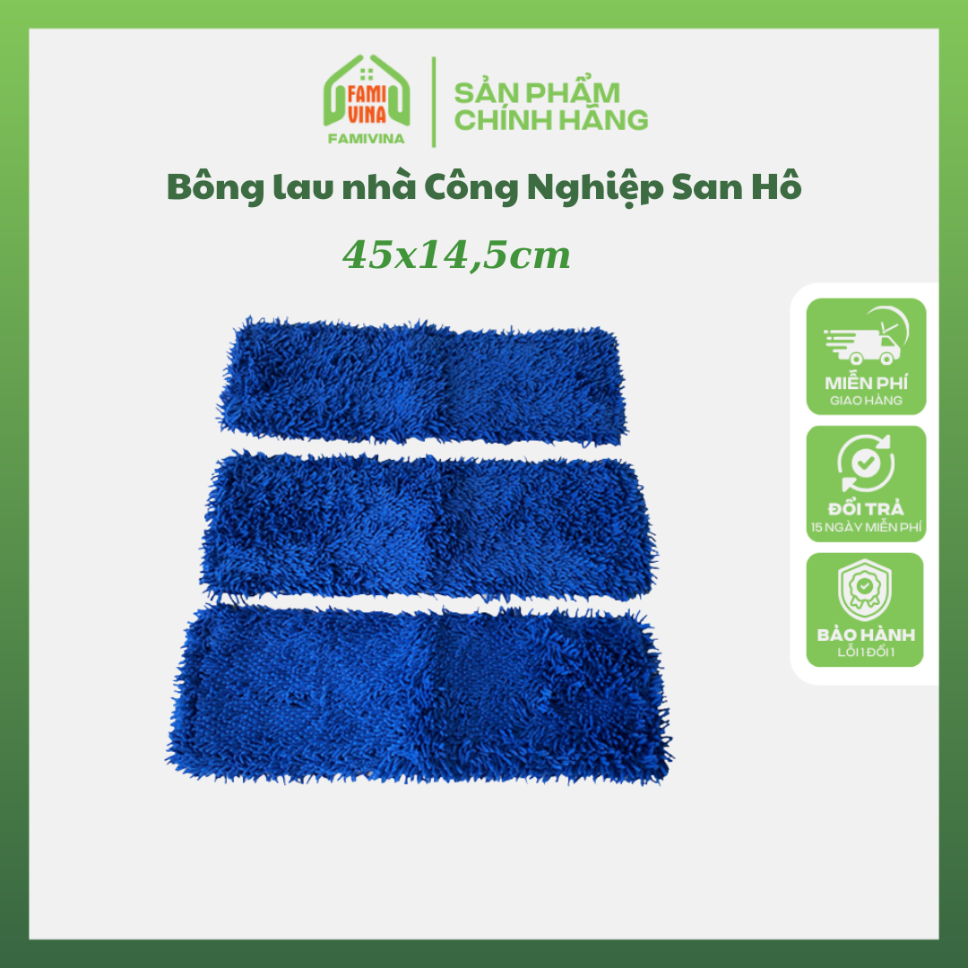 Bông lau nhà san hô 45cm thay thế cây lau nhà công nghiệp 360 hình chữ nhật thấm hút - tiện lợi