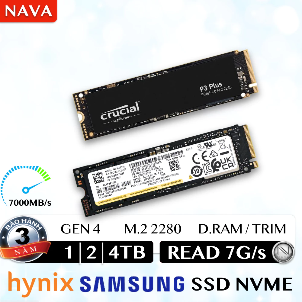 SSD 1TB/2TB/4TB Hynix PC801 Crucial P3 Plus Samsung 980 Pro Nvme Gen 4 Pm9A1 Ổ Cứng PCIe 2280