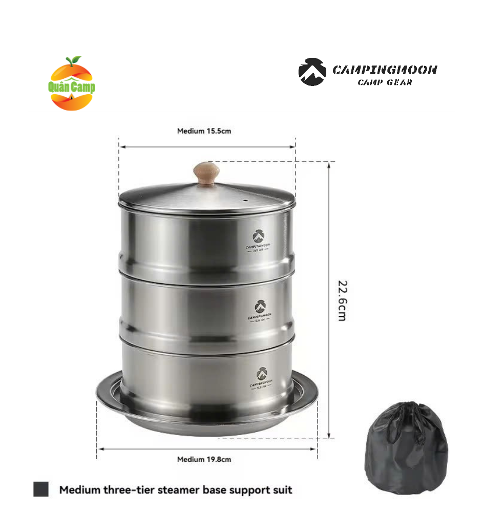 Nồi / Xửng hấp 3 tầng cỡ lớn Campingmoon S363-3S