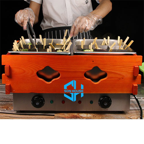 Nồi lẩu oden nhúng xiên que tự chọn 18 ngăn dùng điện 220V