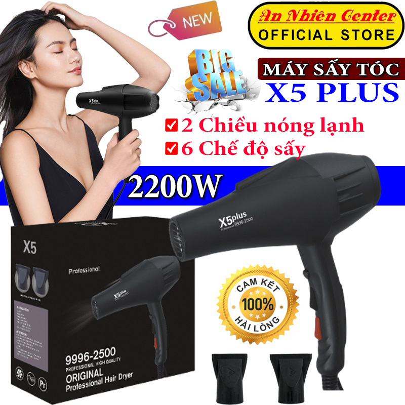 Máy sấy tóc X5 PLUS, máy sấy tóc 2 chiều nóng lạnh công suất 2200W, 6 chế độ sấy, có ánh sáng xanh, may say toc, máy sấy tóc chuyên dụng chuẩn salon hơn máy sấy tóc mini, máy sấy tóc philips
