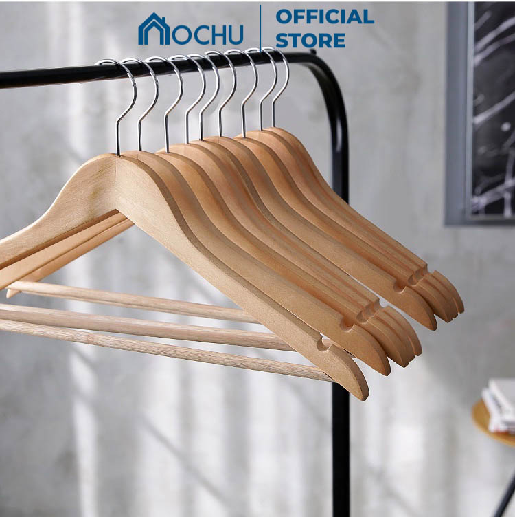 Combo 10 móc gỗ treo quần áo ochu