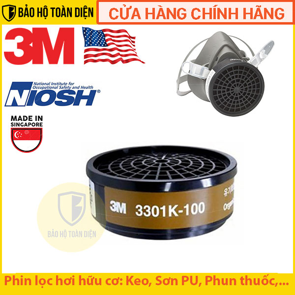 Phin lọc hơi hữu cơ hơi keo hơi sơn phun khử trùng 3M 3301K-100 _ Giá RẺ bất ngờ & An toàn sức khỏe