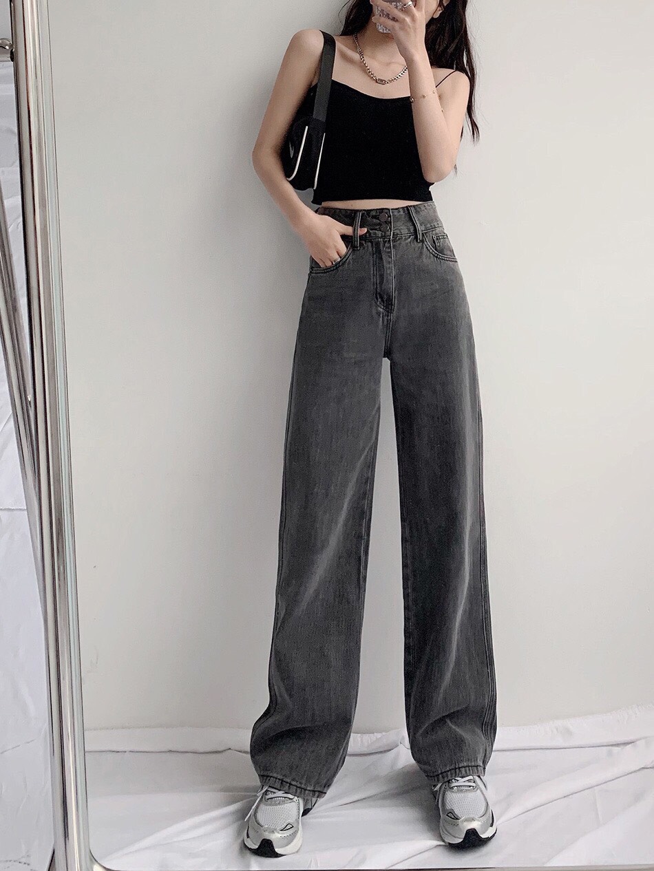 ( MẪU THẬT ) QUẦN JEANS NỮ ỐNG SUÔNG LƯNG CAO - VẢI JEANS MỀM - CAO CẤP SIÊU RẺ - ỐNG QUẦN DÀI 95CM - THƠI TRANG CAO CẤP JAN's HOUSE