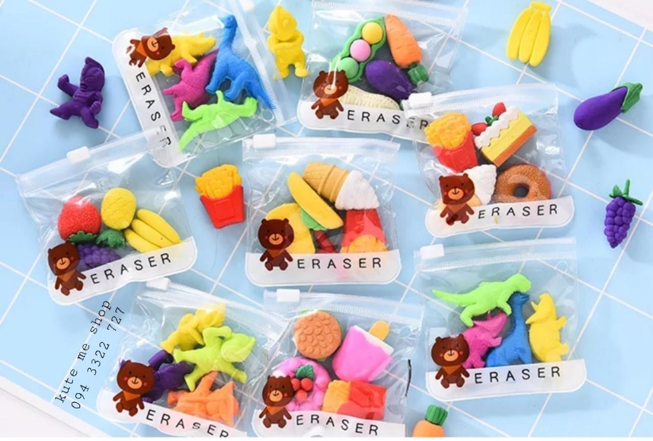 Gôm hình dụng cụ/ thức ắn, 1 túi 4 chiếc - set 2 túi