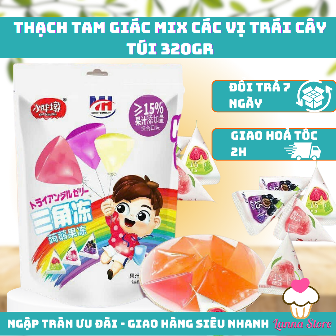 Kẹo Thạch Tam Giác MH nhiều vị mix Trái Cây chính hãng - Gói 320g ( ~35 chiếc)