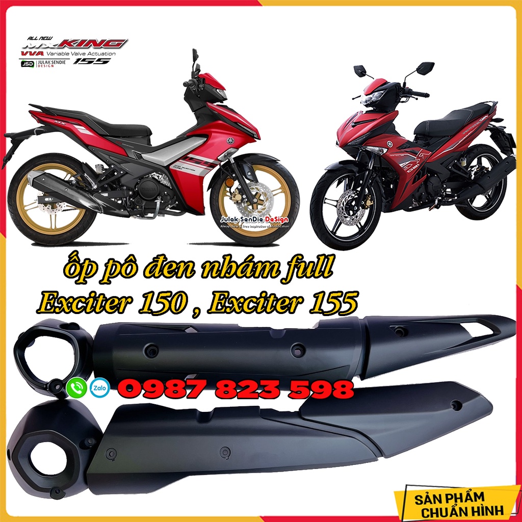 Ốp pô exciter 155 , exciter 150 đen nhám full - ốp pô ex 155 / 150 đen nhám huyền thoại