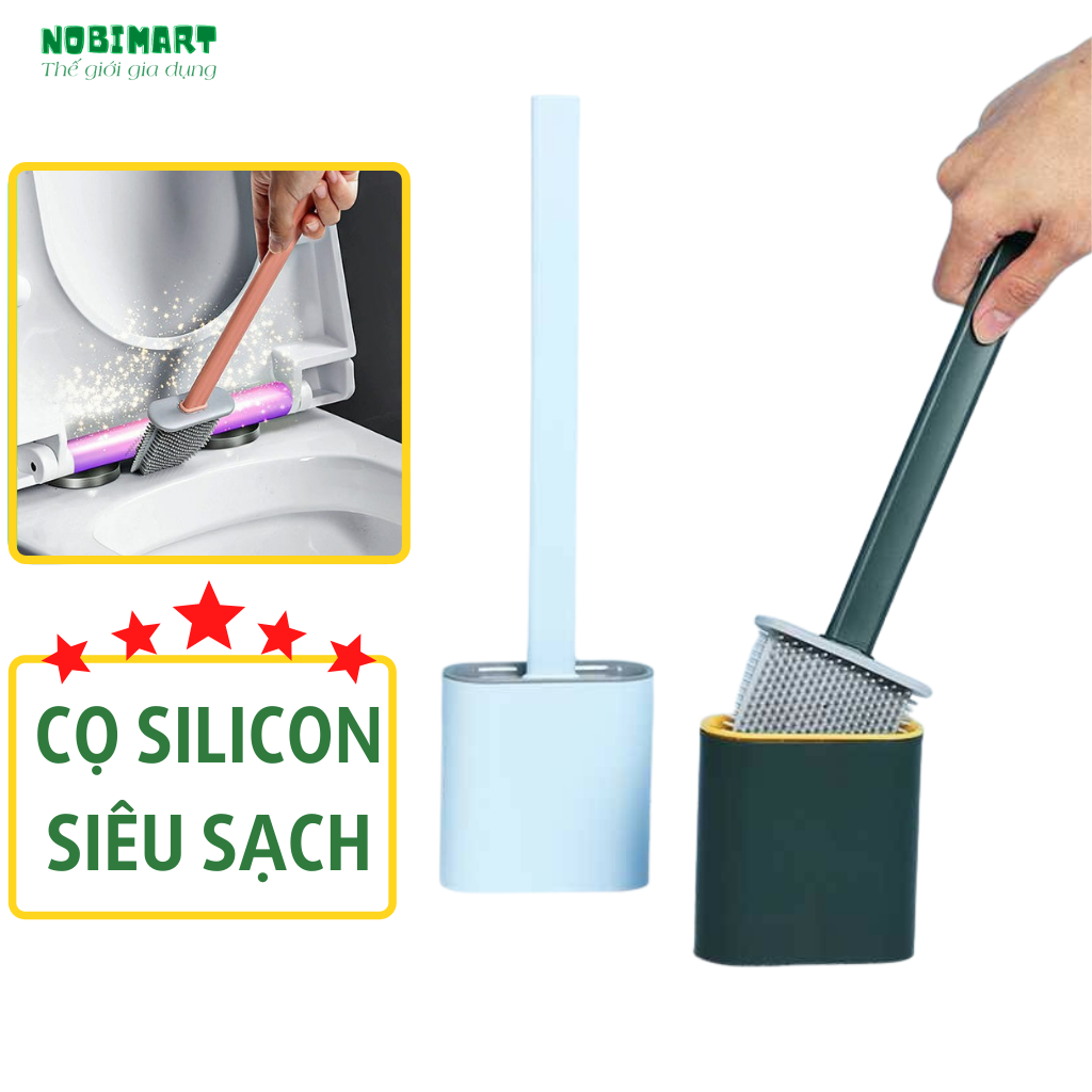 Chổi cọ nhà vệ sinh silicon, đầu cọ bồn cầu mềm dẻo len được mọi ngóc ngách -shop Nobimart