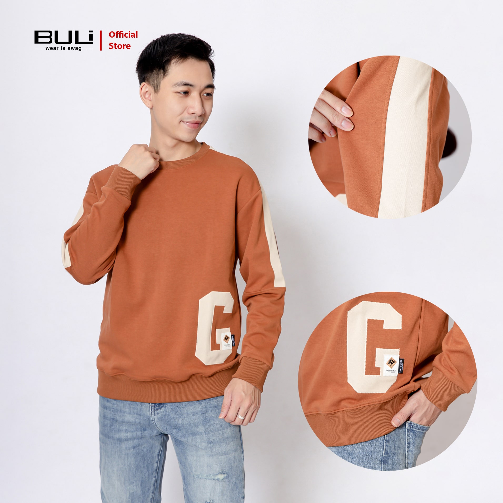 Áo sweater nỉ hàn nam nữ local brand buli nỉ cổ tròn dài tay cao cấp j33