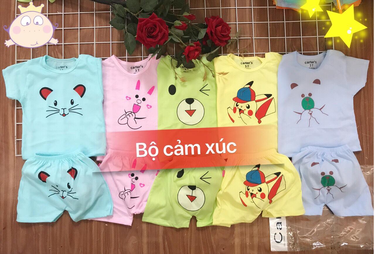 Sét 5 bộ cotton cộc tay hình cảm xúc cho bé trai / bé gái