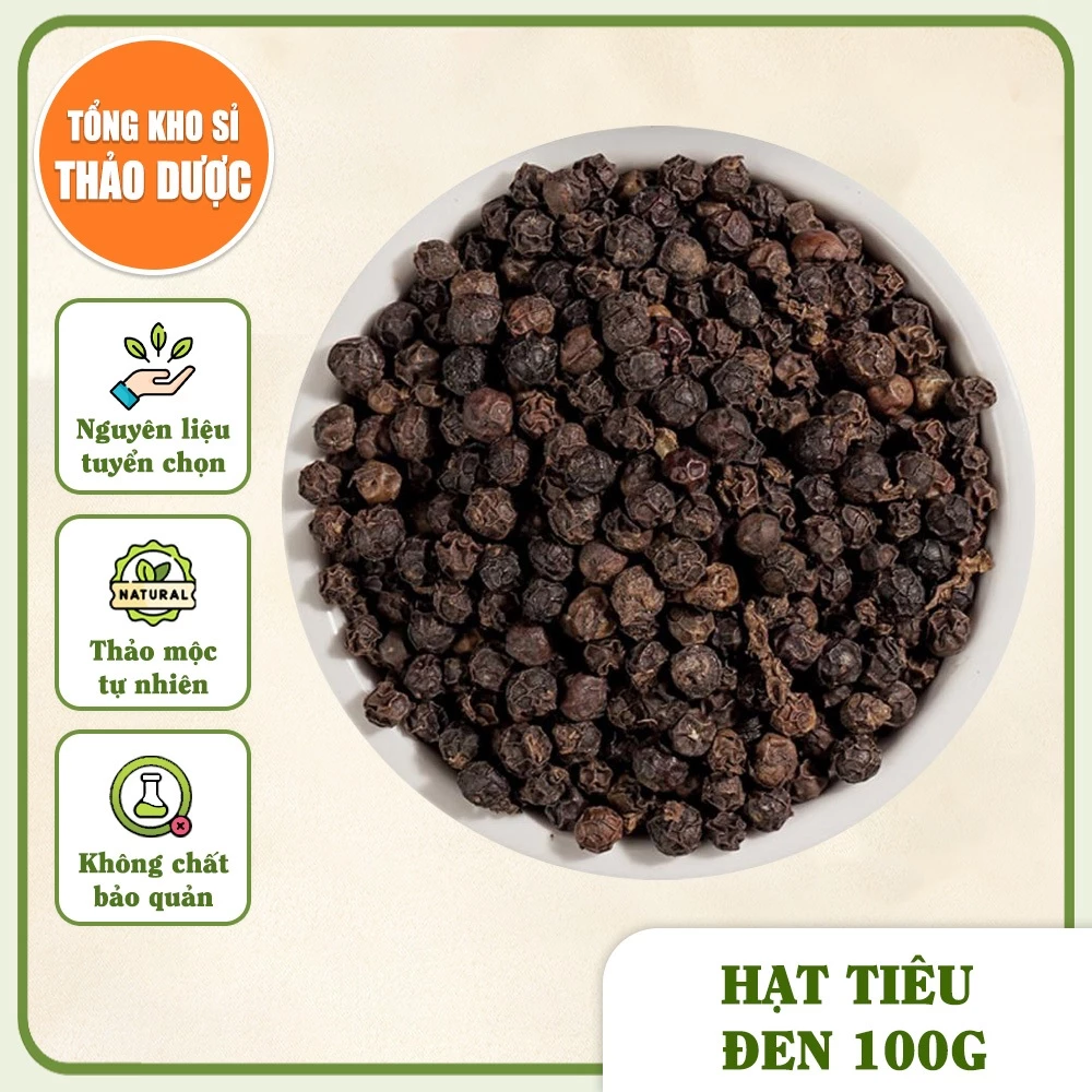 Hạt tiêu đen 100g, tiêu đen nguyên hạt, cay thơm, sạch, không lẫn tạp chất - Tổng Kho Sỉ Thảo Dược