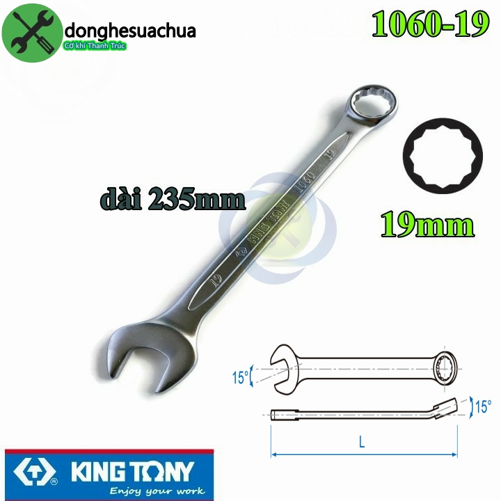 Cờ lê vòng miệng 19mm kingtony 1060-19 dài 235mm