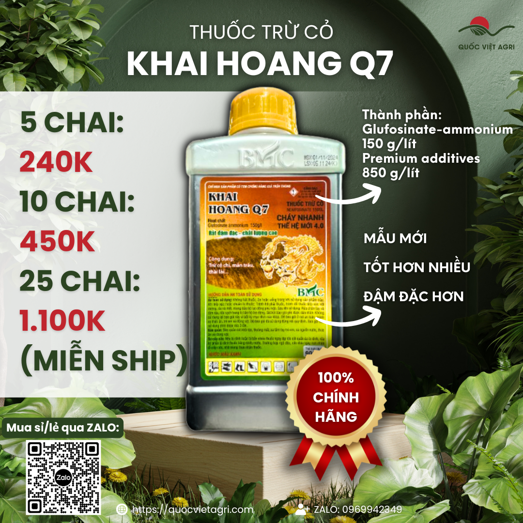 (1 chai - 1 thùng) Thuốc trừ cỏ KHAI HOANG Q7 150SL (chai 900ml) - CHÍNH HÃNG BMC